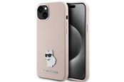 Handys - Cover & Cases - Karl Lagerfeld Silicone Choupette Metal Pin Case for iPhone 15 Plus / 14 Plus - Pink - 3666339166243