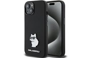 Handys - Cover & Cases - Karl Lagerfeld Silicone Choupette Metal Pin case for iPhone 15 Plus / 14 Plus - black - 3666339166366
