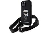 Handys - Cover & Cases - Karl Lagerfeld KLHCP15SSCBSKNK iPhone 15 6.1" hardcase black/black Crossbody Silicone Ikonik - 3666339167431