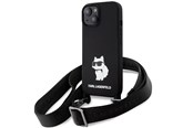 Handys - Cover & Cases - Karl Lagerfeld KLHCP15SSCBSCNK iPhone 15 6.1" hardcase black/black Crossbody Silicone Choupette - 3666339167554
