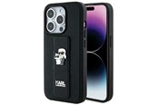 Handys - Cover & Cases - Karl Lagerfeld Gripstand Saffiano Karl&Choupette Pins case for iPhone 14 Pro - black - 3666339206857