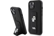 Handys - Cover & Cases - Karl Lagerfeld Gripstand Saffiano Karl&Choupette Pins case for iPhone 15 Plus / 14 Plus - black - 3666339206888