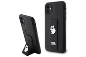 Handys - Cover & Cases - Karl Lagerfeld Gripstand Saffiano Choupette Pins Case for iPhone 11 / Xr - Black - 3666339207335