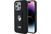 Handys - Cover & Cases - Karl Lagerfeld Gripstand Saffiano Choupette Pins case for iPhone 15 Pro - black - 3666339207458