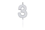 Spielzeug - Globos Cake Candle 4.5cm Metallic Silver no. 3 - 1083