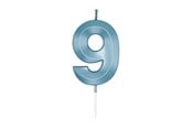 Spielzeug - Globos Cake Candle 6cm Metallic Light Blue no. 9 - 1059