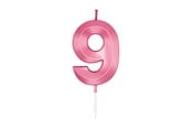 Spielzeug - Globos Cake Candle 6cm Metallic Light Pink no. 9 - 1049