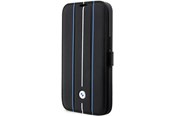 Handys - Cover & Cases - BMW BMBKP14L22RVSK iPhone 14 Pro 6.1" black/black bookcase Leather Stamp Blue Lines - 3666339097097