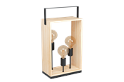 Lampen - EGLO Stars of Light FAMBOROUGH TISCH 3L E27 SCHWARZ/HOLZ - 43416