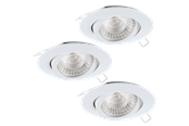 Lampen - EGLO TEDO 1 EINBAU-SET SCHWENKBAR 40GR 3X5W 3-STUFEN WEISS - 95357