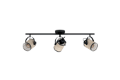 Lampen - EGLO RUSCOMB SPOTSCHIENE 3L E27 SCHWARZ/NATURGEFLECHT - 43495