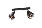 Lampen - EGLO CARTON 7 SPOTSCHIENE 2XE27 SCHWARZ/ANTIKKUPFER - 43716