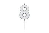 Spielzeug - Globos Cake Candle 4.5cm Metallic Silver no. 8 - 1088