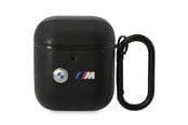 Handys - Anderes Zubehör - BMW BMA222PVTK AirPods 1/2 cover black/black Leather Curved Line - 3666339089535