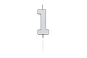 Spielzeug - Globos Cake Candle 4.5cm Metallic Silver no. 1 - 1081