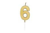 Spielzeug - Globos Cake candle 4.5cm Metallic Gold no. 6 - 1076