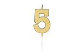 Spielzeug - Globos Cake candle 4.5cm Metallic Gold no. 5 - 1075