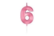 Spielzeug - Globos Cake Candle 6cm Metallic Light Pink no. 6 - 1046