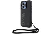 Handys - Cover & Cases - BMW Signature Leather Wordmark Cord case for iPhone 15 Pro - black - 3666339232672