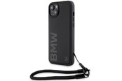 Handys - Cover & Cases - BMW Signature Leather Wordmark Cord Case for iPhone 15/14/13 - Black - 3666339232658