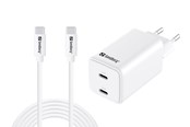 Netzteile für Laptops - Sandberg AC Charger USB-C PD65W EU 3M - Dual-Port | GaN III | 65W | 3m Cable - 441-76