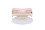 Puppen & Zubehör - Micki Lundby Wohnzimmer-Set mit pinkem Sofa, Tisch, Teppich und Kissen. - 18374