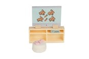 Puppen & Zubehör - Micki Lundby Sideboard mit TV, Spielkonsole & Controller, Pouffe. - 18397