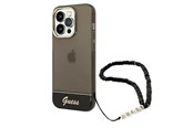 Handys - Cover & Cases - GUESS Translucent Pearl Strap Case for iPhone 14 Pro - Black - 3666339064181