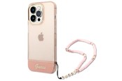 Handys - Cover & Cases - GUESS GUHCP14LHGCOHP iPhone 14 Pro 6.1" pink/pink hardcase Translucent Pearl Strap - 3666339064303