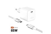 Handys - Adapter und Ladegeräte - FIXED Mini GaN Wall Charger 65W (Incl. 2m USB-C/C Cable) - White - FIXCG65M-CC-WH