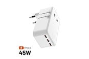 Handys - Adapter und Ladegeräte - FIXED 70W Travel Charger USB-C/-A - For EU/UK/USA/AUS - White - FIXCT45-3C1A-WH