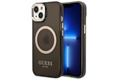 Handys - Cover & Cases - GUESS GUHMP14SHTCMK iPhone 14 6.1" black/black hard case Gold Outline Translucent MagSafe - 3666339069582