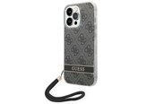 Handys - Cover & Cases - GUESS GUOHCP14LH4STK iPhone 14 Pro 6.1 "black / black hardcase 4G Print Strap - 3666339093815