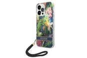 Handys - Cover & Cases - GUESS GUOHCP14LHFLSB iPhone 14 Pro 6.1 "blue / blue hardcase Flower Strap - 3666339093976
