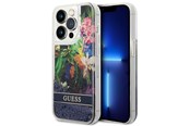 Handys - Cover & Cases - GUESS Flower Liquid Glitter case for iPhone 14 Pro Max - blue - 3666339066116