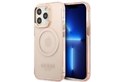 Handys - Cover & Cases - GUESS Gold Outline Translucent MagSafe case for iPhone 13 Pro Max - pink - 3666339057121