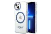 Handys - Cover & Cases - GUESS Metal Outline MagSafe case for iPhone 14 Plus - blue - 3666339069797