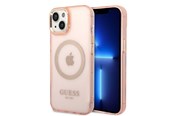 Handys - Cover & Cases - GUESS GUHMP14SHTCMP iPhone 14 6.1" pink/pink hard case Gold Outline Translucent MagSafe - 3666339069667