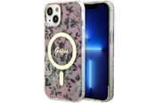 Handys - Cover & Cases - GUESS Flower MagSafe case for iPhone 14 - pink - 3666339115555
