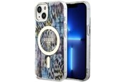 Handys - Cover & Cases - GUESS Leopard MagSafe case for iPhone 14 - blue - 3666339115715