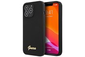 Handys - Cover & Cases - GUESS GUHCP13XLSLMGBK iPhone 13 Pro Max 6.7" black/black hardcase Silicone Script Gold Logo - 3666339033866