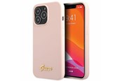 Handys - Cover & Cases - GUESS GUHCP13XLSLMGLP iPhone 13 Pro Max 6.7" light pink/light pink hardcase Silicone Script Gold Logo - 3666339033385