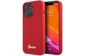Handys - Cover & Cases - GUESS GUHCP13XLSLMGRE iPhone 13 Pro Max 6.7" red/burgundy hard case Silicone Vintage Gold Logo - 3666339033941