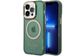 Handys - Cover & Cases - GUESS GUHMP14XHTCMA iPhone 14 Pro Max 6.7" green/khaki hard case Gold Outline Translucent MagSafe - 3666339069650