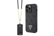 Handys - Cover & Cases - GUESS GUHCP13LP4TDSCPK Case for iPhone 13 Pro / 13 - Black Crossbody 4G Metal Logo - 3666339146740