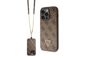 Handys - Cover & Cases - GUESS GUHCP14LP4TDSCPW case for iPhone 14 Pro - brown Crossbody 4G Metal Logo - 3666339146924