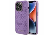 Handys - Cover & Cases - GUESS Leather 4G Stamped case for iPhone 15 Pro - purple - 3666339150464
