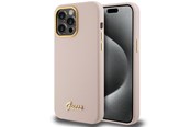 Handys - Cover & Cases - GUESS Silicone Script Metal Logo & Frame case for iPhone 15 Pro Max - pink - 3666339149215