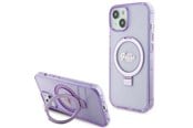 Handys - Cover & Cases - GUESS Ring Stand Script Glitter MagSafe case for iPhone 15 Plus / 14 Plus - purple - 3666339156756