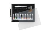 Kunst & Handwerk Ausstattung - Nassau Black Wooden Acrylic Suitcase Set - 21 pcs. - AR099503